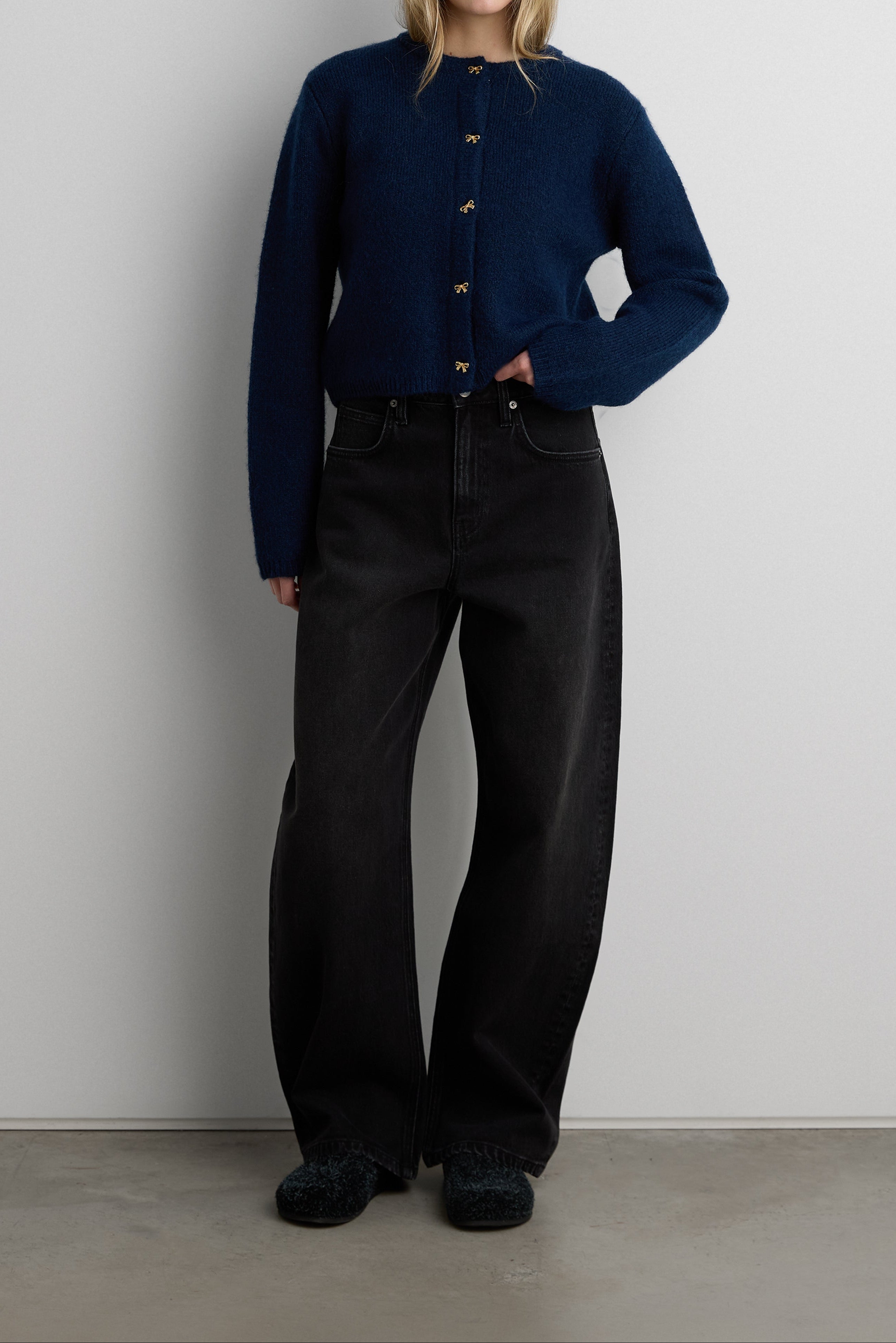 Bow Button Front Wool-Blend Cardigan | OAK + FORT