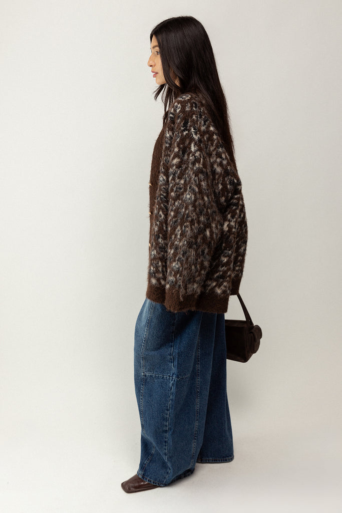 Oversized Leopard Print Cardigan | OAK + FORT