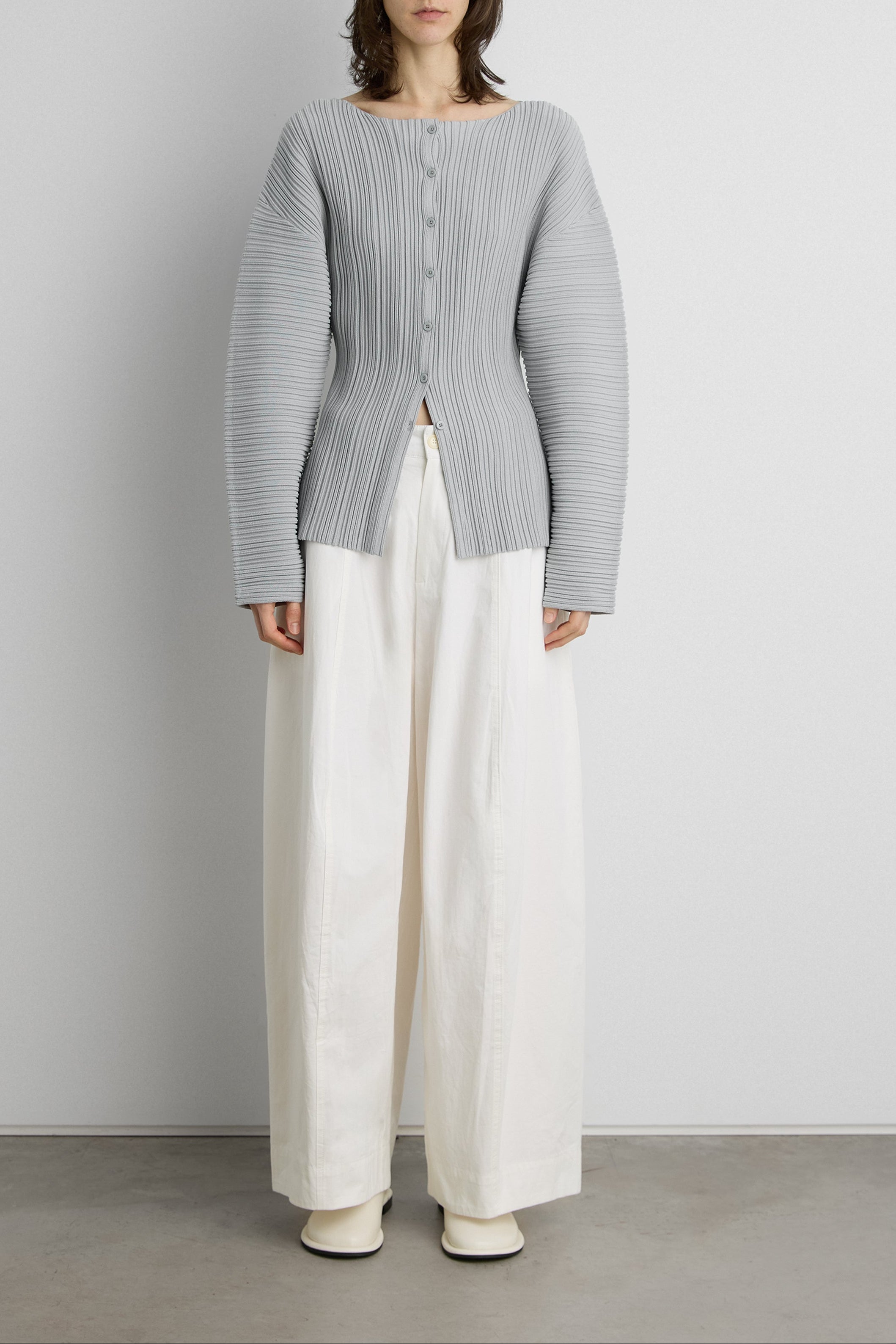 Ottoman Ribbed Knit Button Front Top | OAK + FORT
