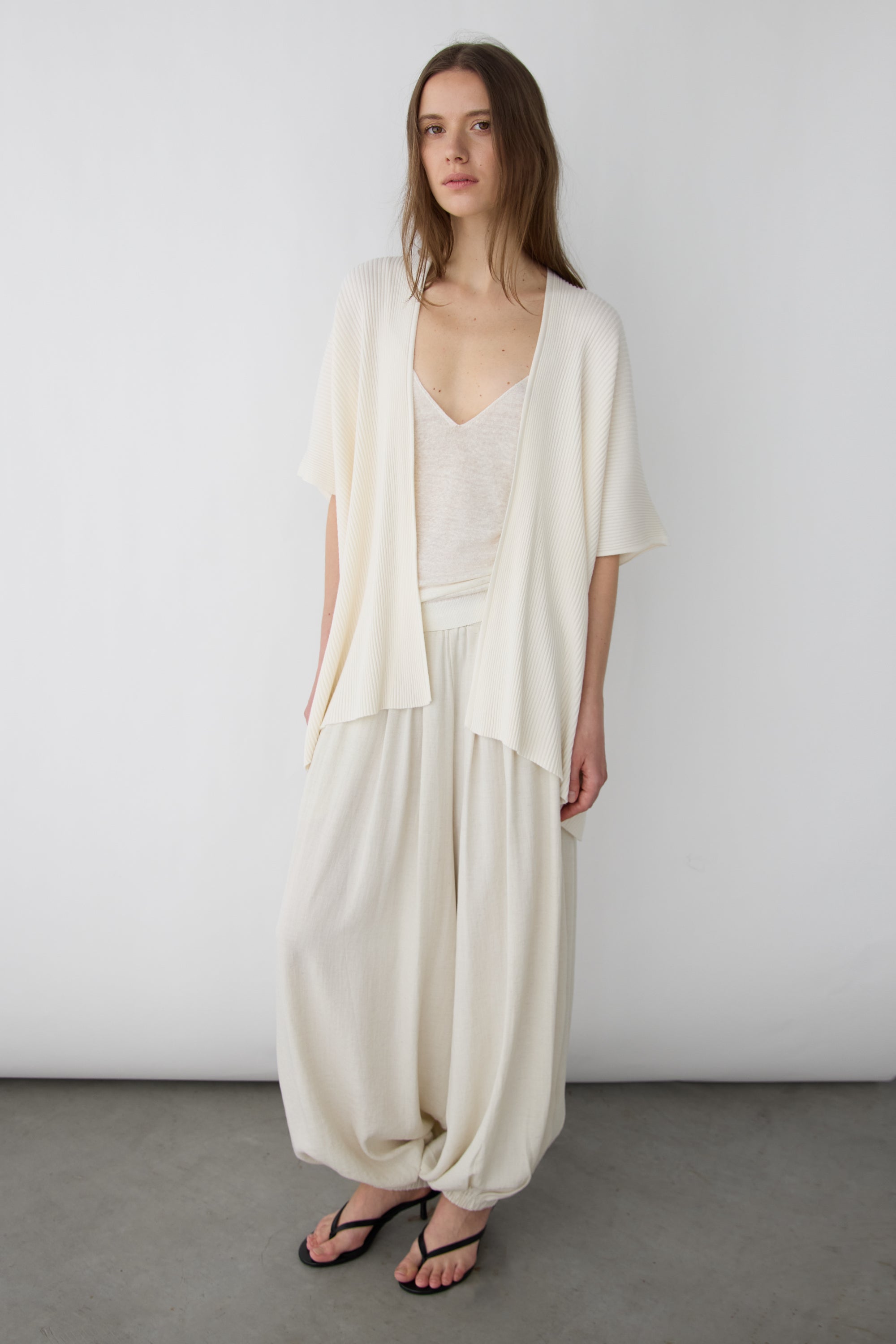 Draped Open Front Ribbed Cardigan | OAK + FORT