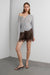 Sheer v-neck cardigan in gray — main image
