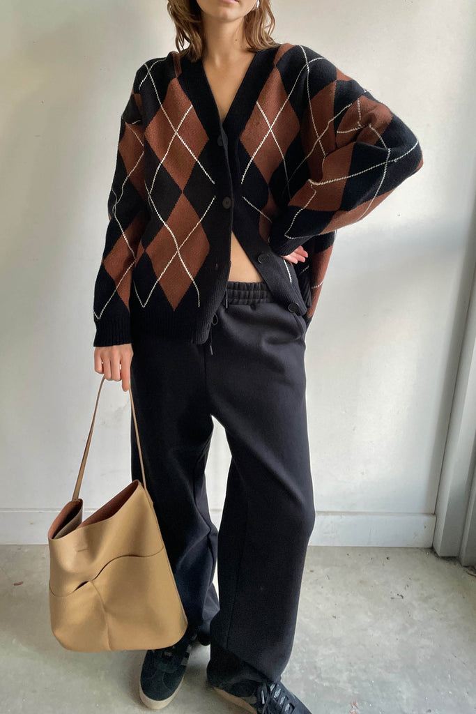 Oversized Argyle Cardigan | OAK + FORT