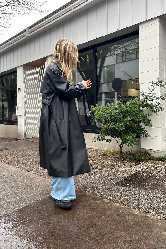 VEGAN LEATHER TRENCH COAT - Main Image