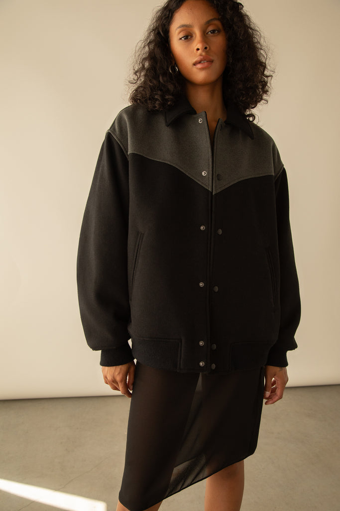 Western Inspired Wool-Blend Bomber Jacket | OAK + FORT