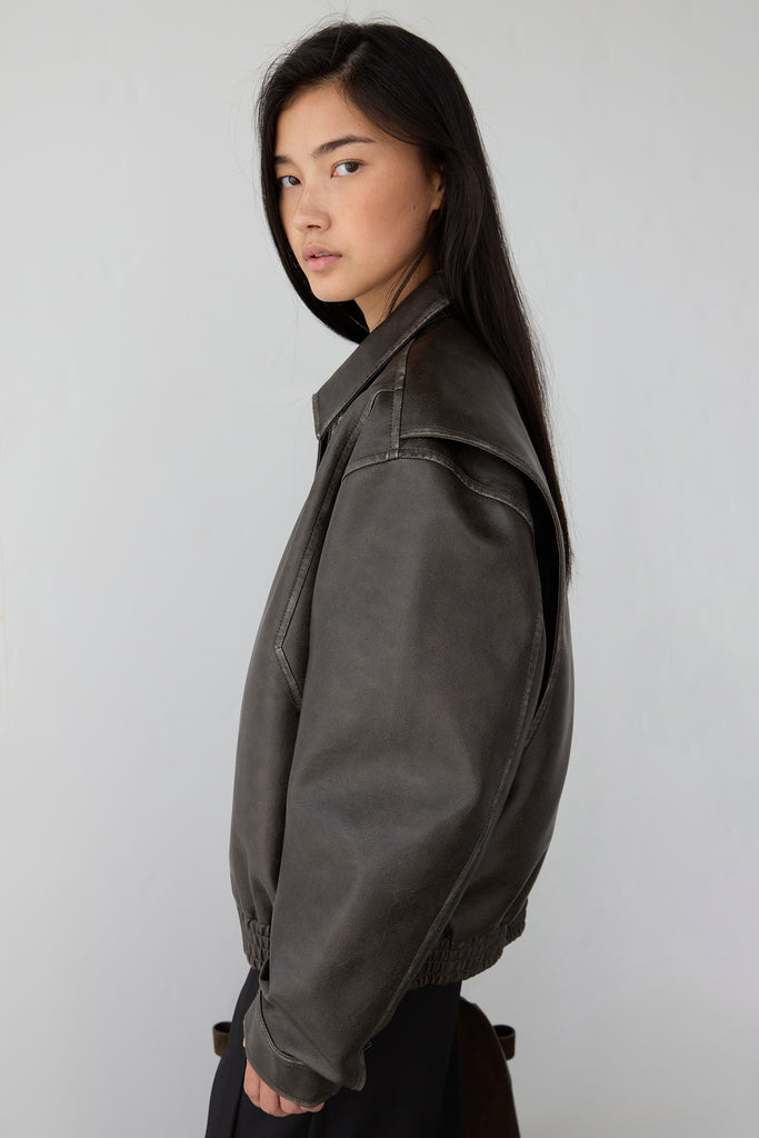 Vintage Inspired Vegan Leather Bomber Jacket | OAK + FORT