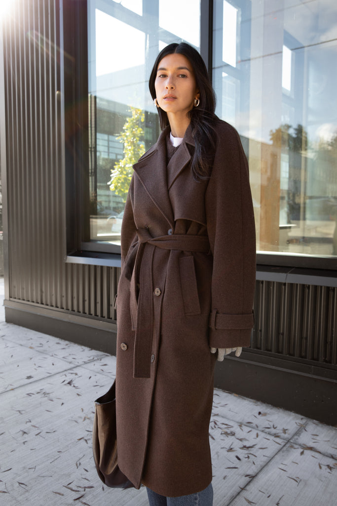 Wool Blend Trench Coat OAK FORT - Main Image