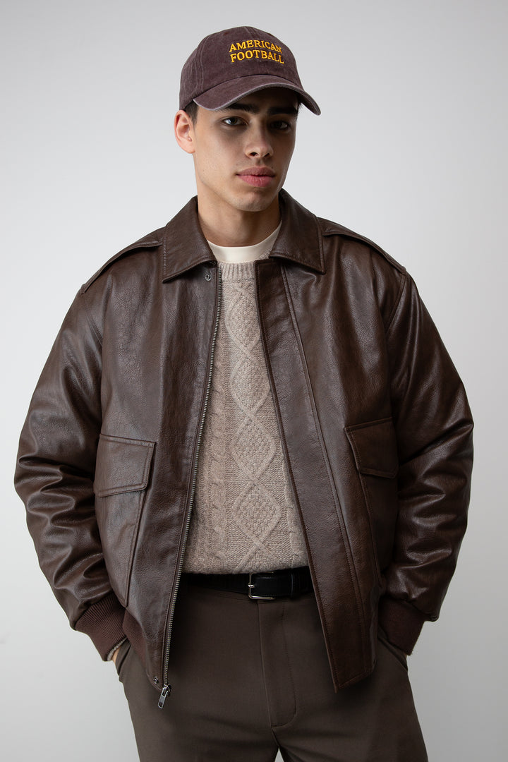 VEGAN LEATHER BOMBER JACKET