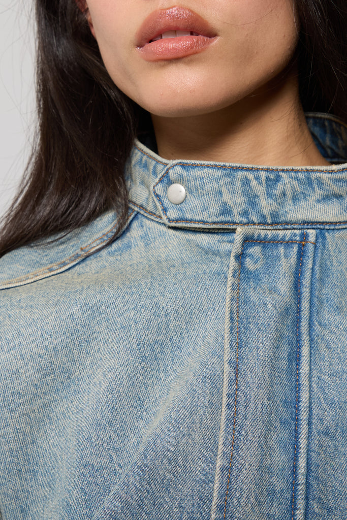 Denim Moto Bomber Jacket | OAK + FORT