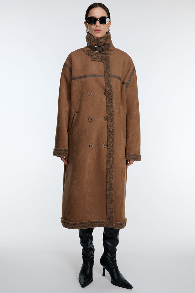 Long Vegan Suede Coat | OAK + FORT
