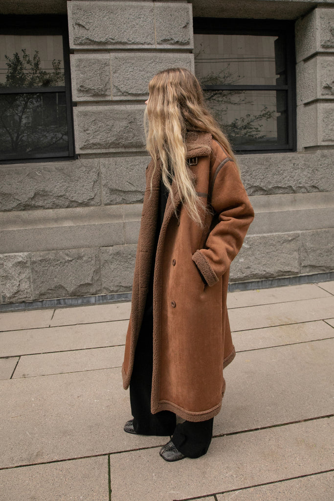 Long Vegan Suede Coat | OAK + FORT