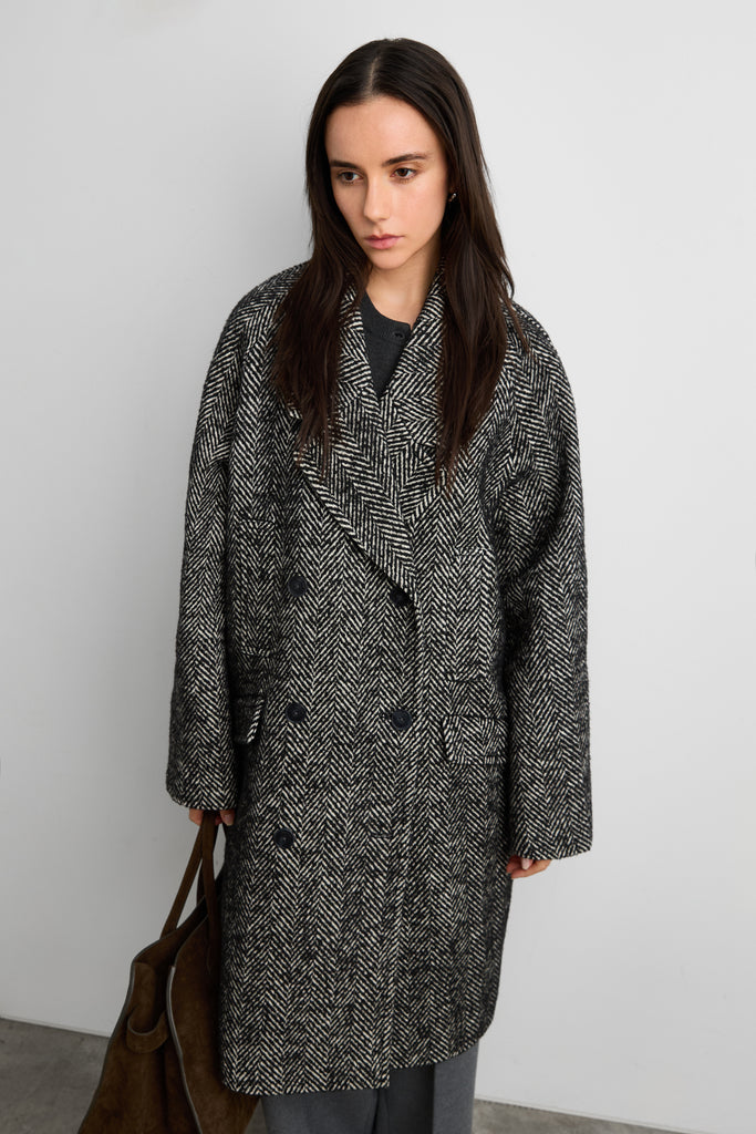 Oversized Wool-Blend Double-Breasted Coat | OAK + FORT