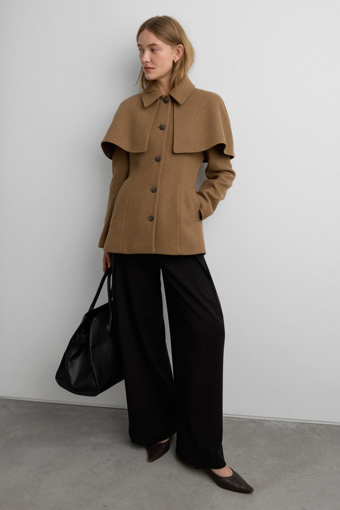 WOOL-BLEND COAT WITH CAPE