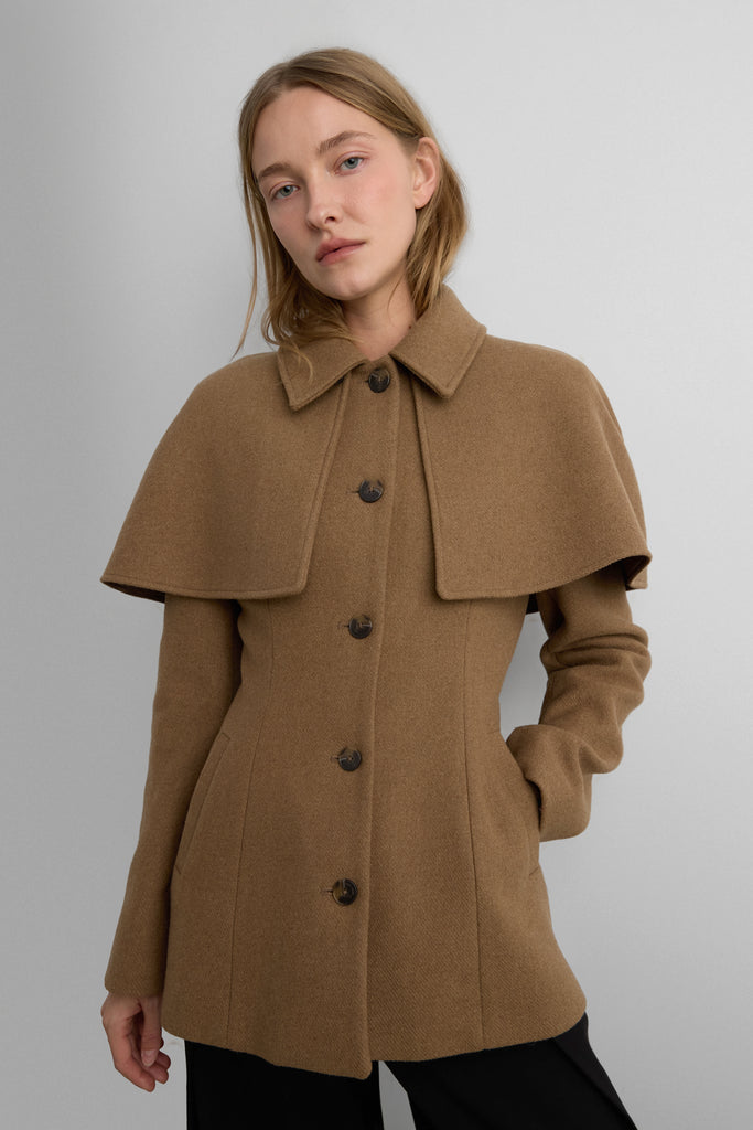 Wool-Blend Coat with Cape | OAK + FORT