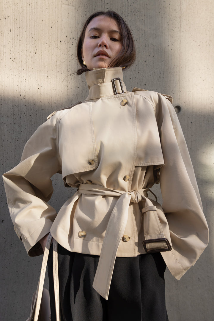 SHORT BELTED TRENCH COAT