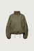 High funnel neck cropped drawstring jacket in army green — main image