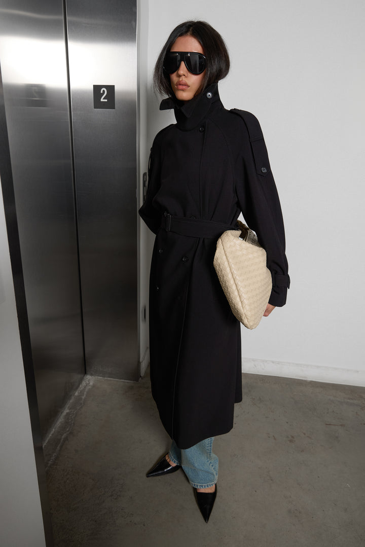 OVERSIZED TRENCH COAT WITH FUNNEL NECK