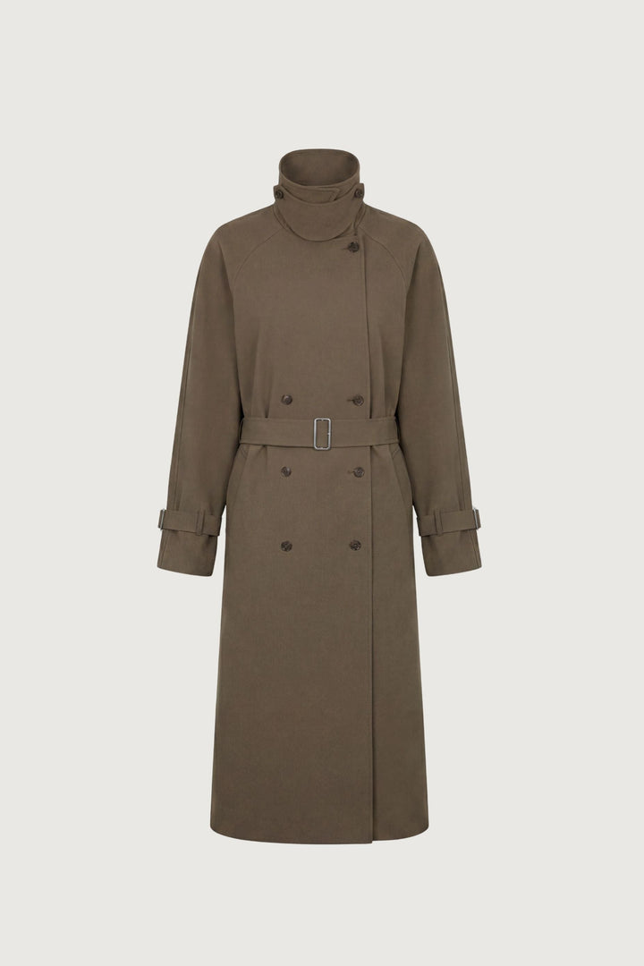 OVERSIZED TRENCH COAT WITH FUNNEL NECK in TARMAC — alternate angle