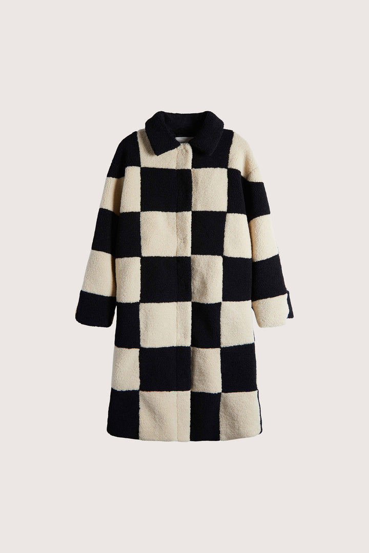 CHECKERED SHERPA COAT