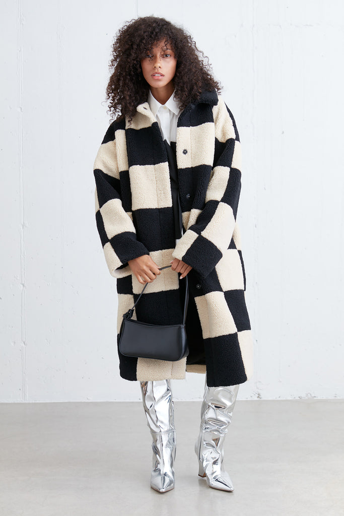 Coat checkered sale