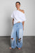 Wide leg jean with distressed knee detail in vintage wash — main image