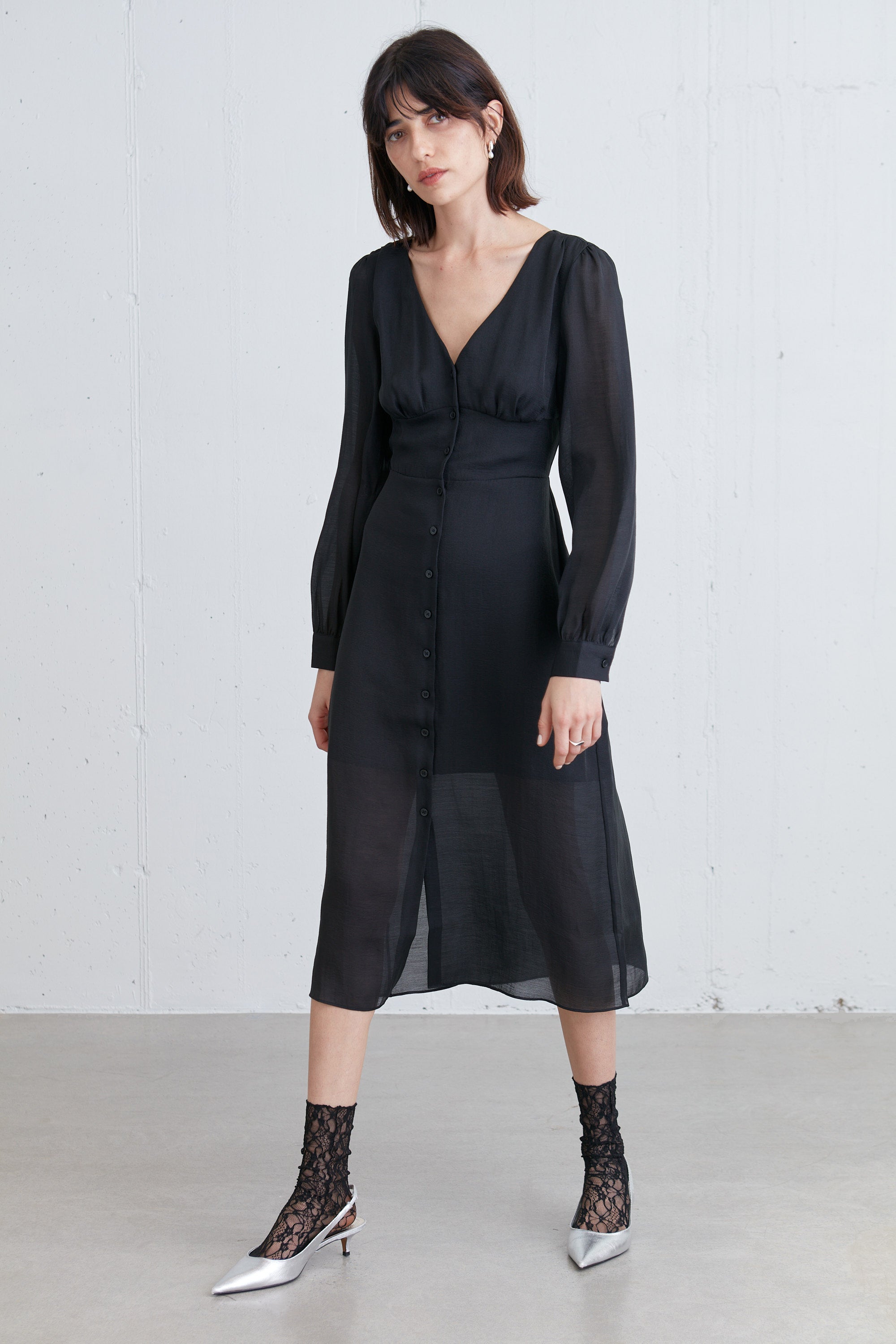 Shirt Chiffon Midi Dress OAK FORT