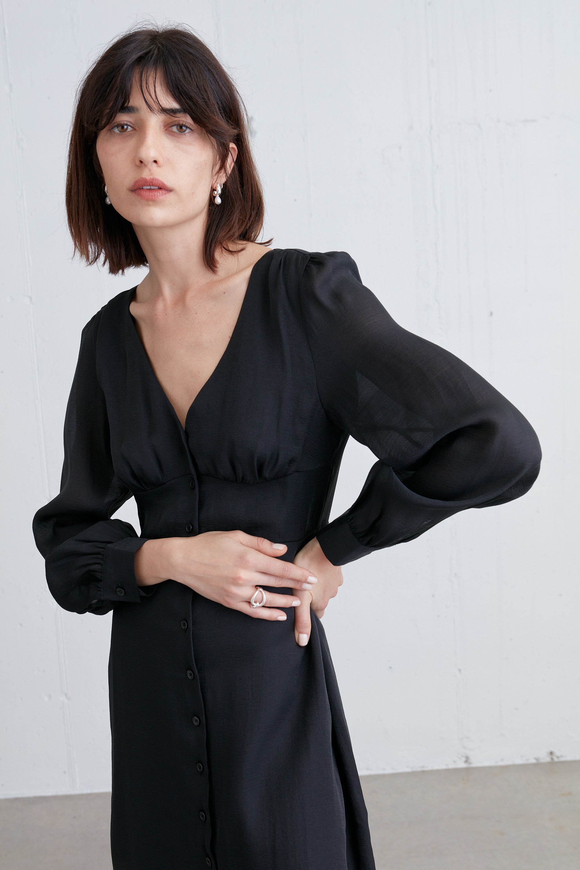 Black chiffon dress midi shop