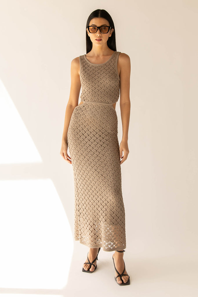 MIDI CROCHET DRESS WITH BACK CUTOUT