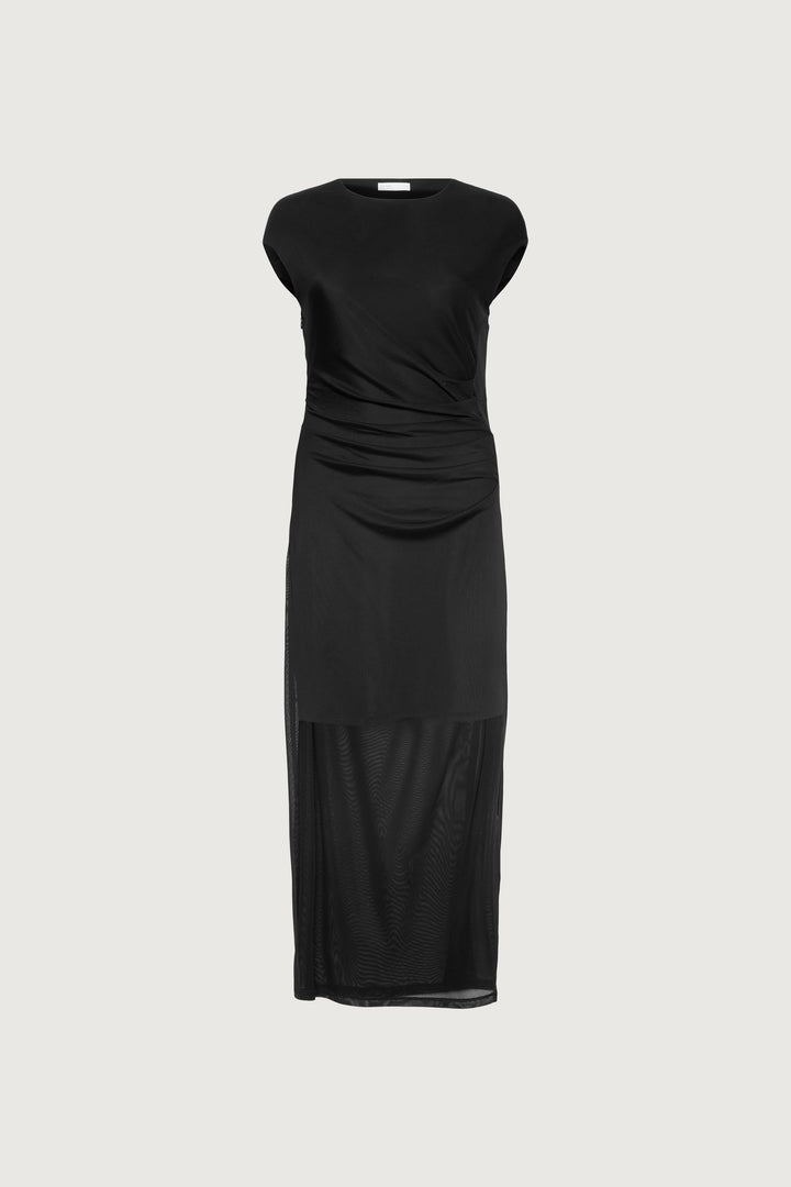 SLEEVELESS MESH MAXI DRESS in Black — alternate angle