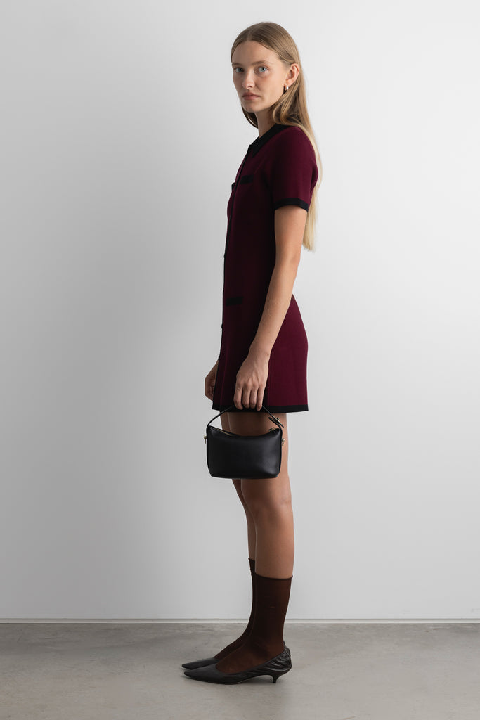 Collared Contrast Trim Knit Mini Dress | OAK + FORT
