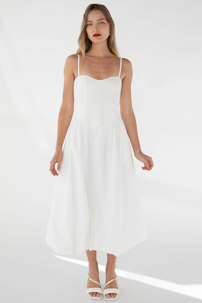 ワンピース Nodress Cotton Dress White Nodress White Lace Trim Pleated Cotton Dress – Nφdress
