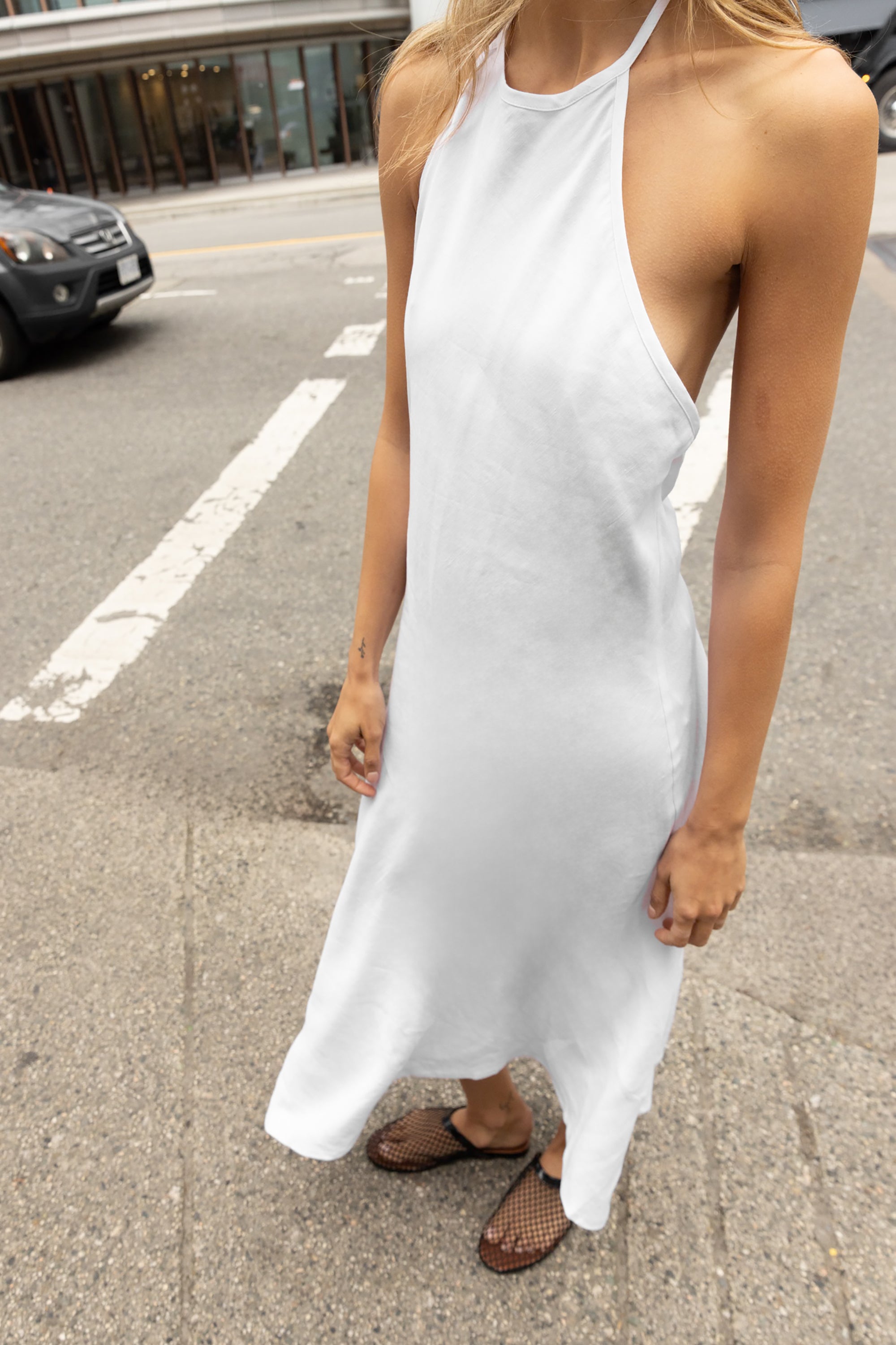 strapless open back dress A-Lister Linen Mini Dress main image 0