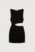 One shoulder knit mini dress with cutout in black — main image