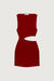 One shoulder knit mini dress with cutout in crimson — main image