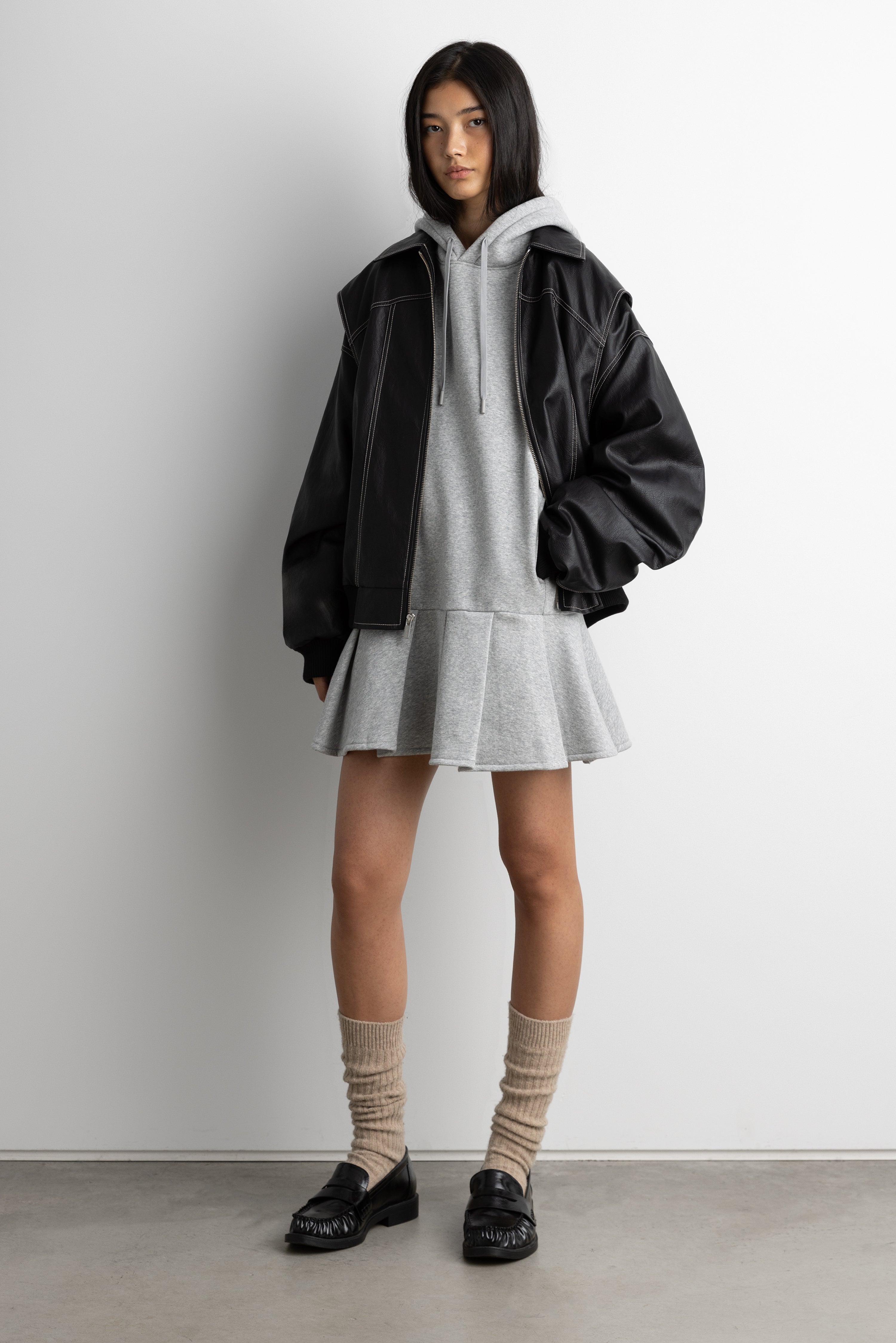 DRESS HIPPY“ATELIER JACKET”HEATHER Hoodie Mini Dress | OAK + FORT