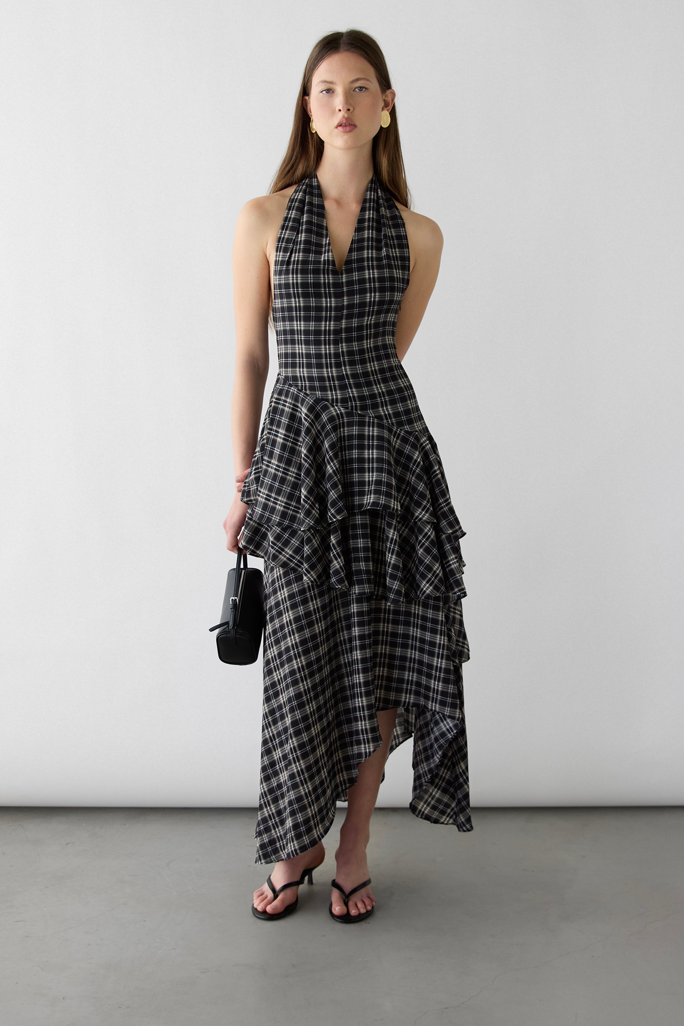 Plaid Halter Tiered Dress | OAK + FORT