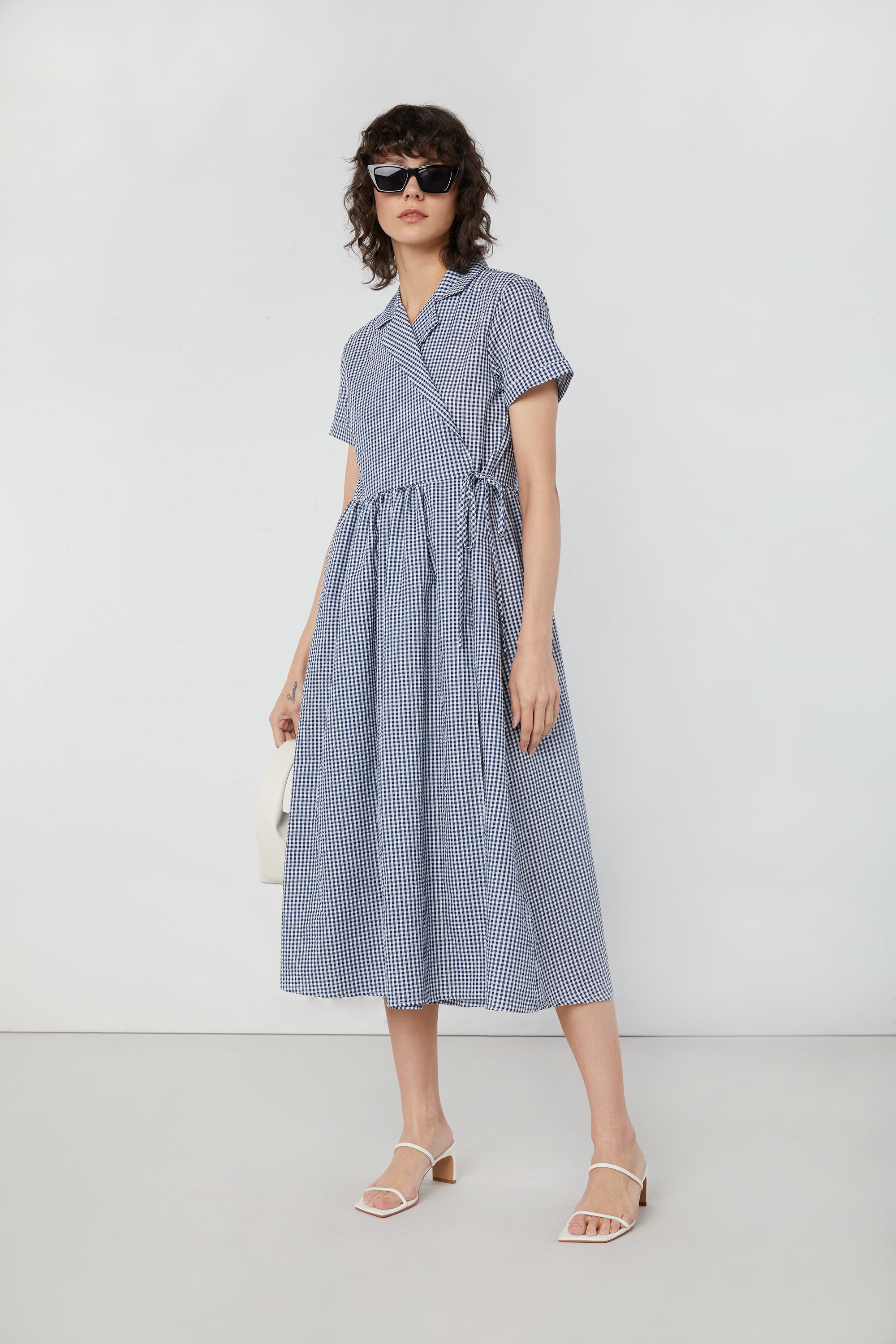 Gingham wrap dress online