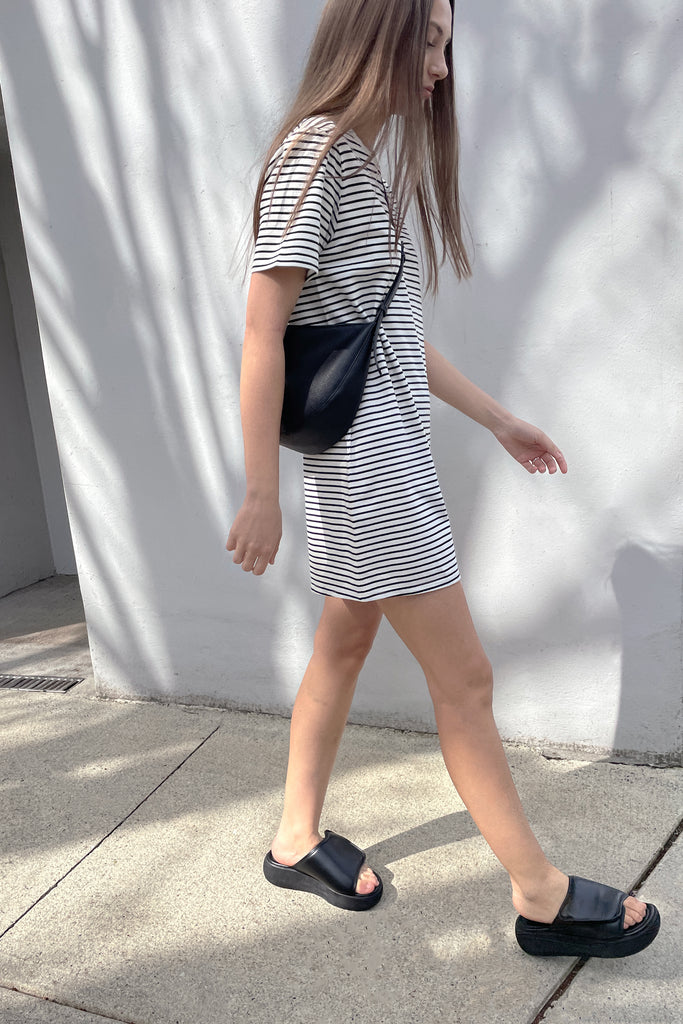 Grey striped t shirt dress online