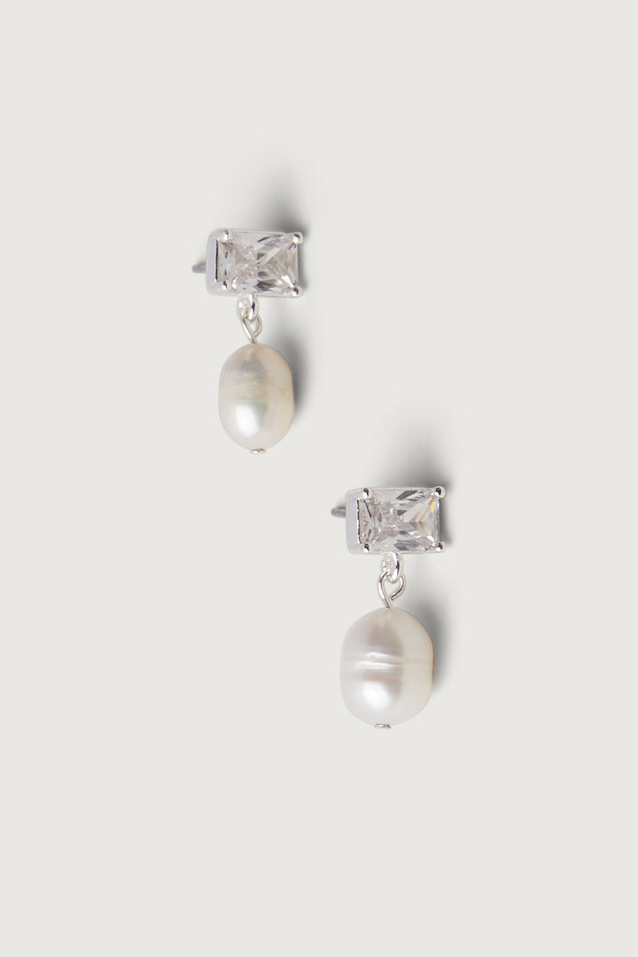 ZIRCONIA PEARL DROP EARRING