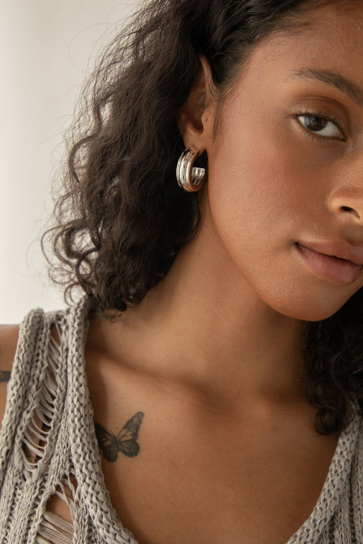 PIPE HOOP in Silver — alternate angle