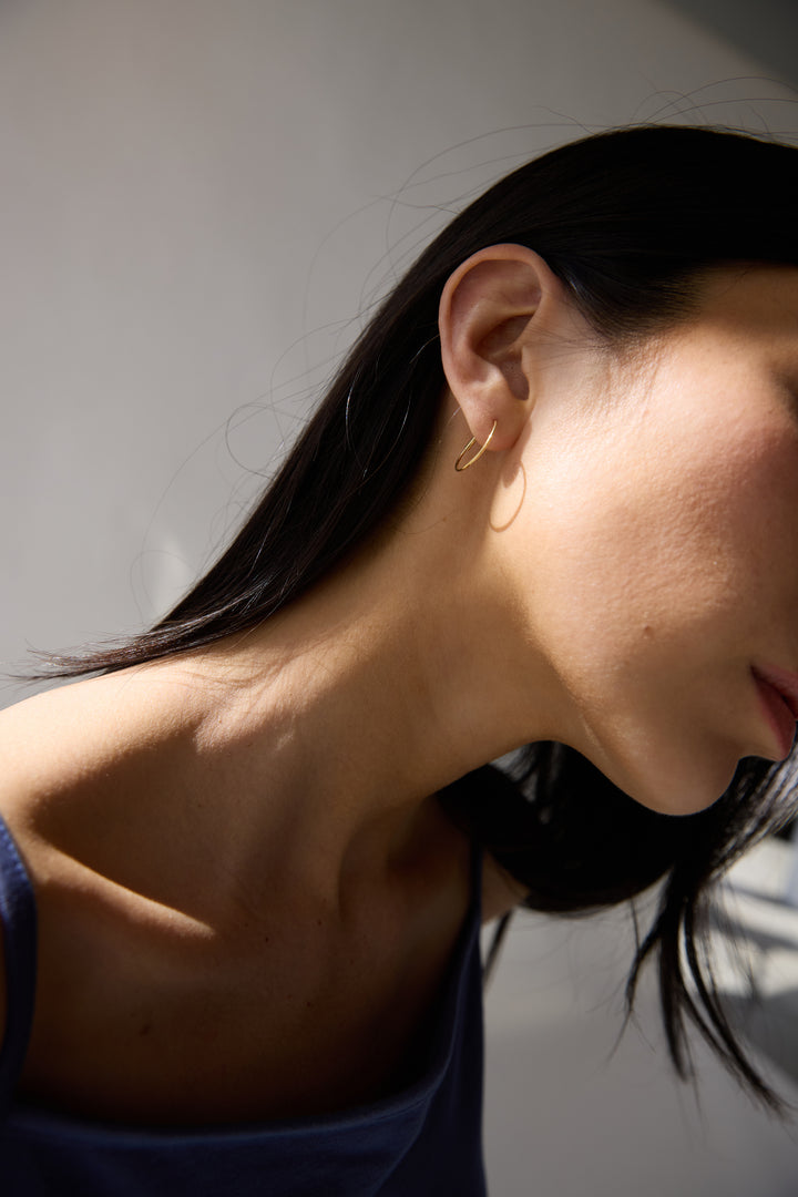 SMALL DAINTY HOOP in Gold — alternate angle