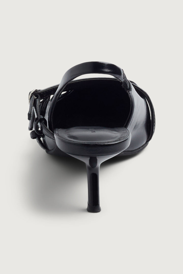 STRAPPY POINTED MULE in Black — alternate angle