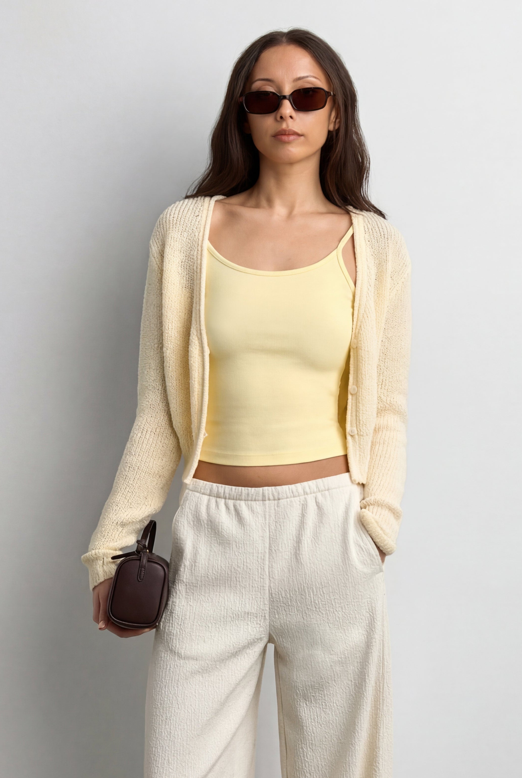 Cropped Lightweight Button Front Cardigan | OAK + FORT