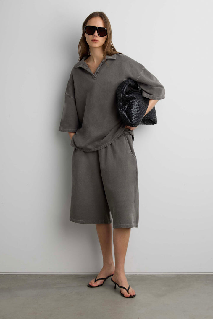 OVERSIZED SQUARE SUNGLASSES in BLACK BROWN TINT — alternate angle