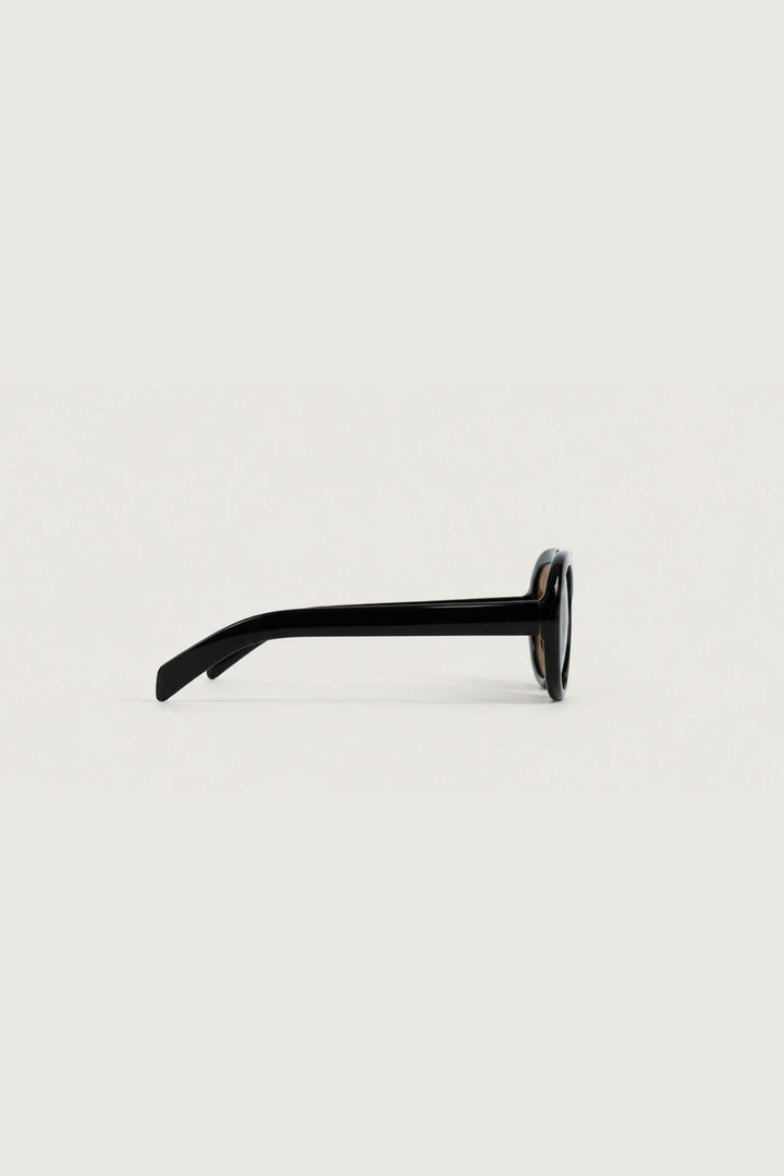 CURVED AVIATOR SUNGLASSES in BLACK BROWN TINT — alternate angle