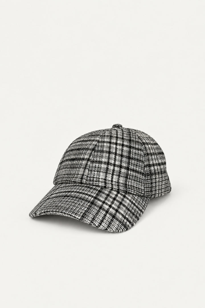 HERITAGE PATTERNED CAP in BW GLENN CHECK — alternate angle