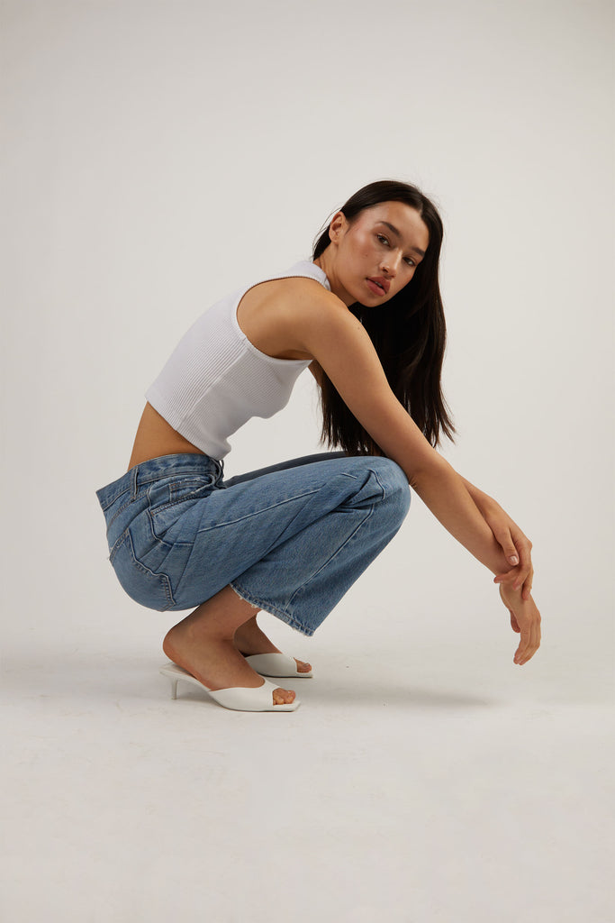 靴 _Fot wood heel mules octagon Heeled Mule | OAK + FORT