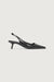 Pointed toe sling back kitten heel in polished black — main image