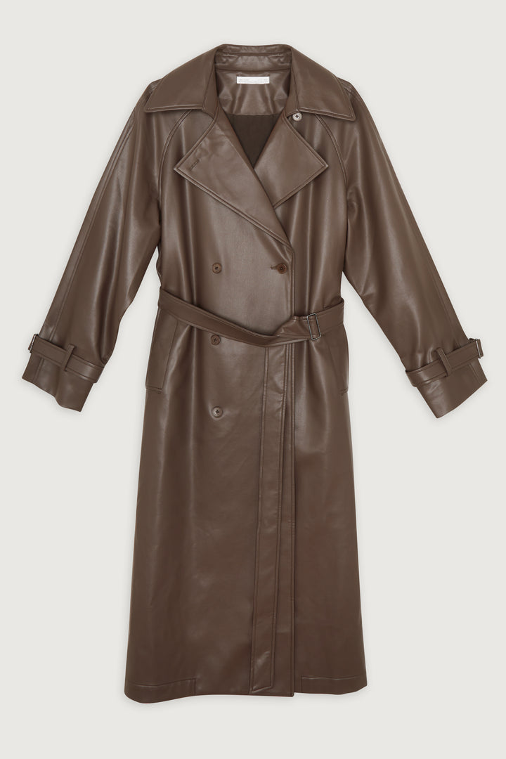 OVERSIZED VEGAN LEATHER TRENCH COAT