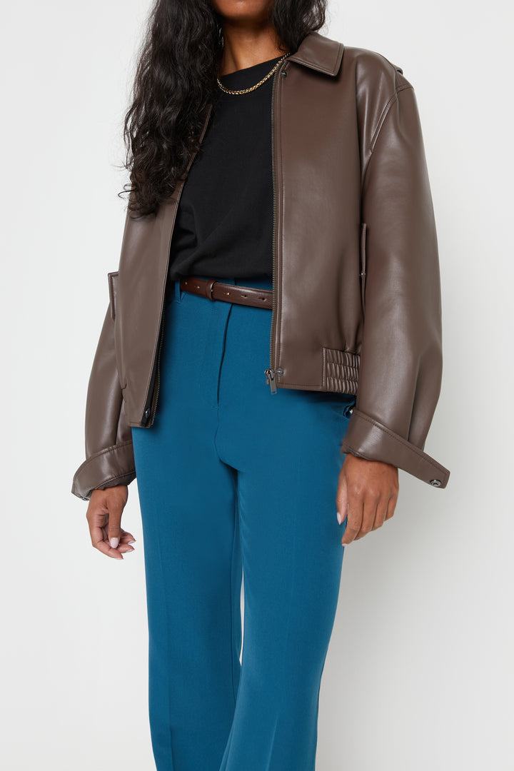 VEGAN LEATHER BOMBER JACKET