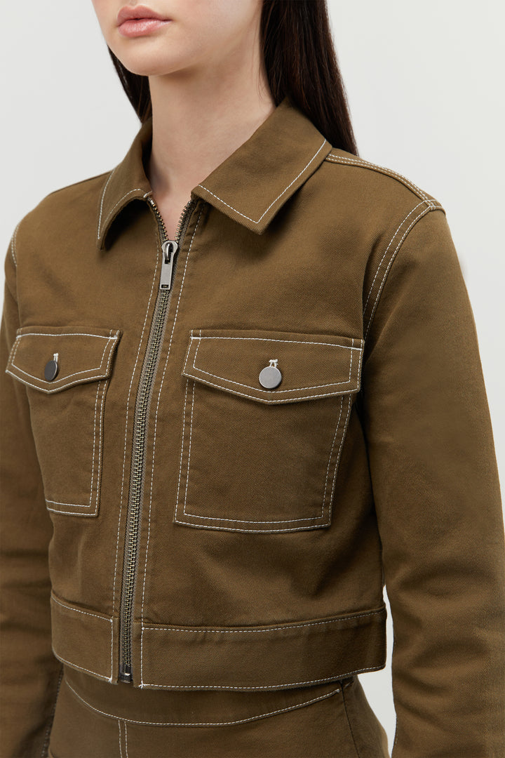 CROPPED TWILL JACKET